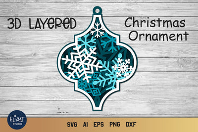 Layered SVG Christmas Ornament, 3d SVG Arabesque Tile Ornament, Winter Decoration. 3D Paper Elinorka 