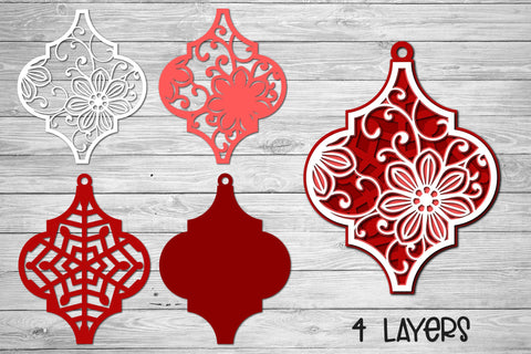 Layered SVG Floral Ornament, 3d SVG Christmas Tile Ornament. SVG Elinorka 