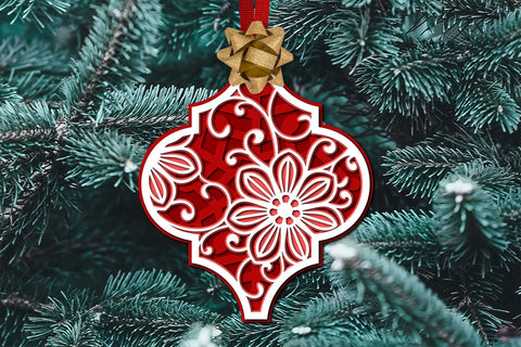 Layered SVG Floral Ornament, 3d SVG Christmas Tile Ornament. SVG Elinorka 