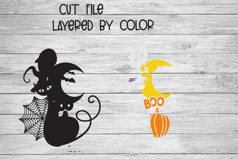 Layered SVG Halloween, Black Cat SVG, Moon Vinyl Craft. SVG Elinorka 