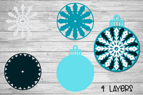 Layered SVG Snowflake, 3D SVG Christmas Ornament, Holiday Decoration. 3D Paper Elinorka 
