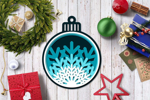 Layered SVG Snowflake, 3D SVG Christmas Ornament, Holiday Winter Ornament. 3D Paper Elinorka 