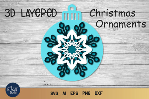 Layered SVG Snowflake, 3D SVG Ornament, Christmas SVG Ornament. SVG Elinorka 