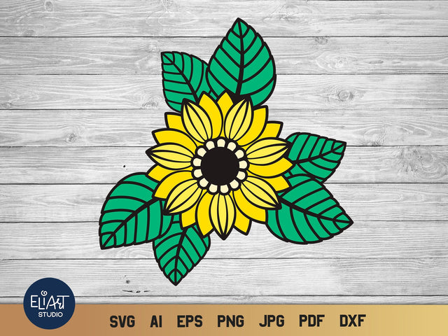 Layered SVG Sunflower, Fall SVG, Layered by Color SVG. SVG Elinorka 