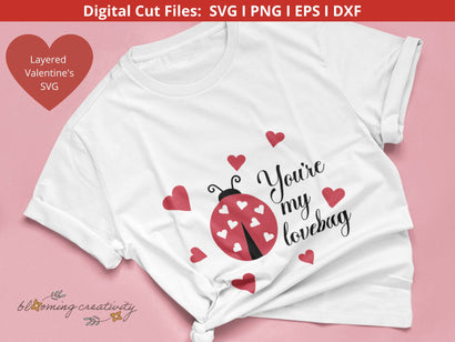 Layered Valentine's Day SVG, Ladybug SVG, Lovebug SVG, "You're my lovebug" in SVG, PNG, EPS, DXF Formats SVG Alexis Glenn 