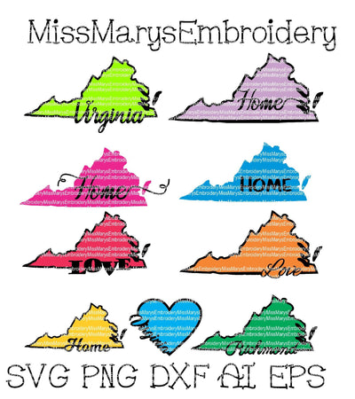 Layered Virginia Designs 9 SVG MissMarysEmbroidery 