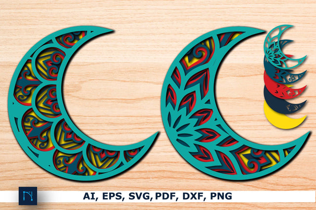 layerPAPER CUT Mandala Moon SVG bundle SVG MD JOYNAL ABDIN 