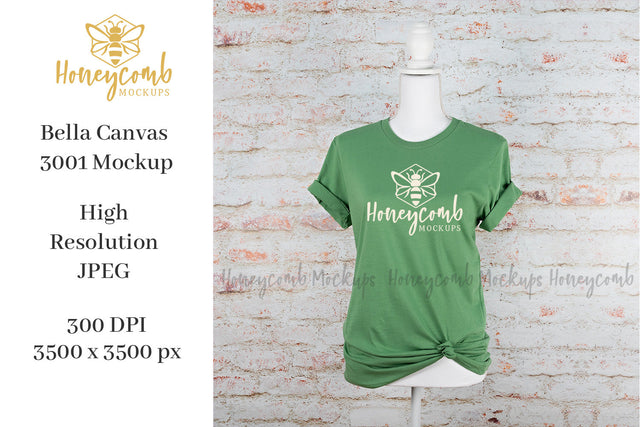 Leaf Bella Canvas 3001 Mockup, Mannequin Mockup, Women's T-Shirt Mockup Mock Up Photo Honeycomb Mockups 