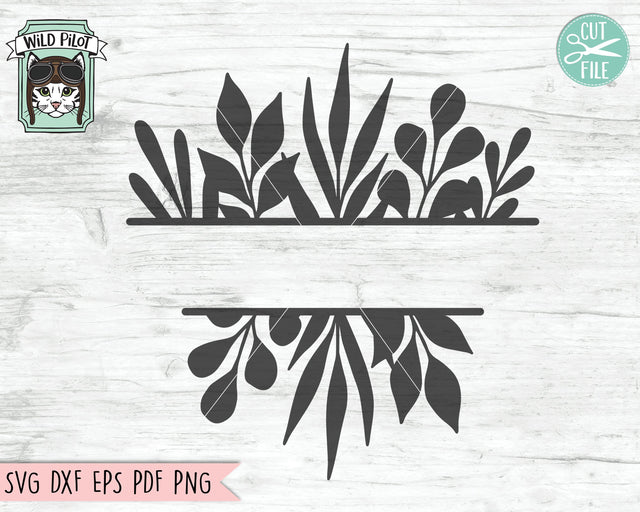 Leaf Border SVG, Leaf Monogram Frame SVG, Split Monogram Frame SVG Cut File, Monogram Leaf Cut File, Monogram Leaves SVG, Leaf Silhouette SVG SVG Wild Pilot 