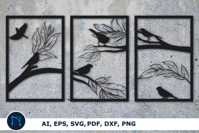 leaf branch with bird Decor SVG bundle SVG MD JOYNAL ABDIN 
