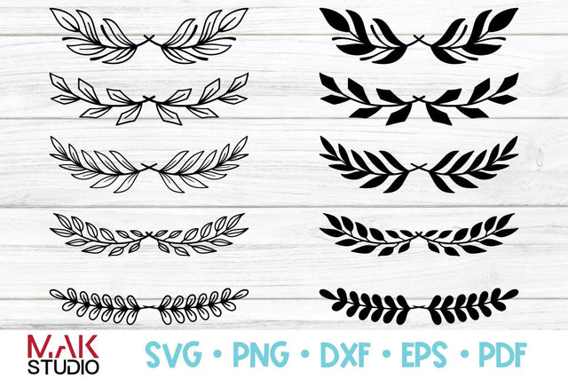 Leaf dividers mini bundles svg, Leaves divider bundle, Decorative dividers svg, Border svg, Leaf dividers cut files, Text divider svg SVG MAKStudion 