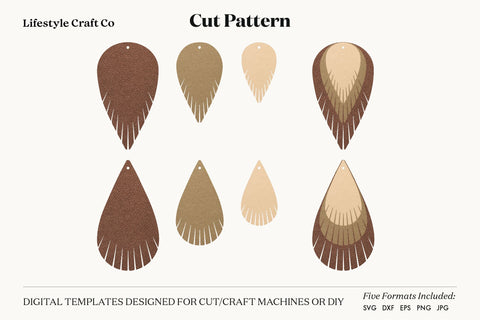 Leaf Earring SVG, Faux Leather Earring Templates, Cricut cut file SVG Lifestyle Craft Co 