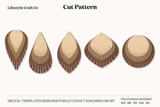 Leaf Earring SVG, Faux Leather Earring Templates, Cricut cut file SVG Lifestyle Craft Co 