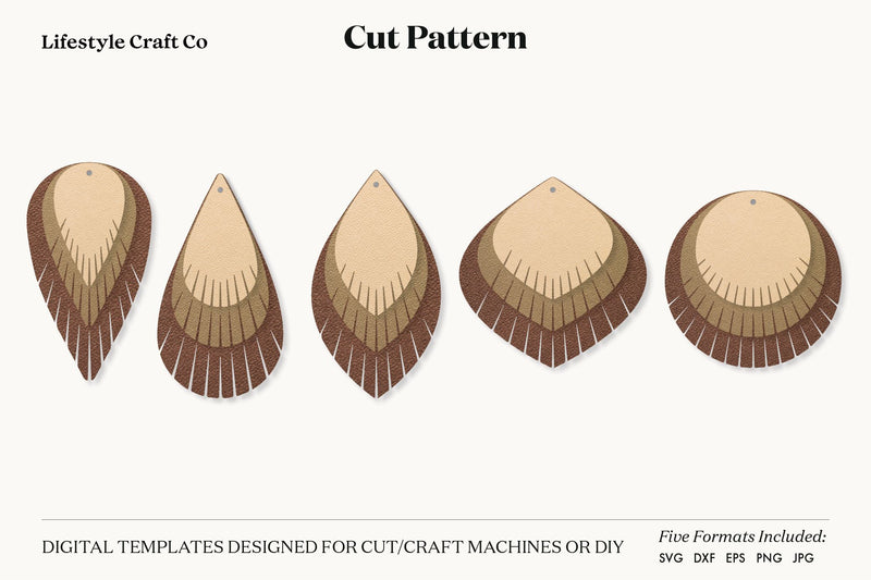 Leaf Earring SVG, Faux Leather Earring Templates, Cricut cut file SVG Lifestyle Craft Co 