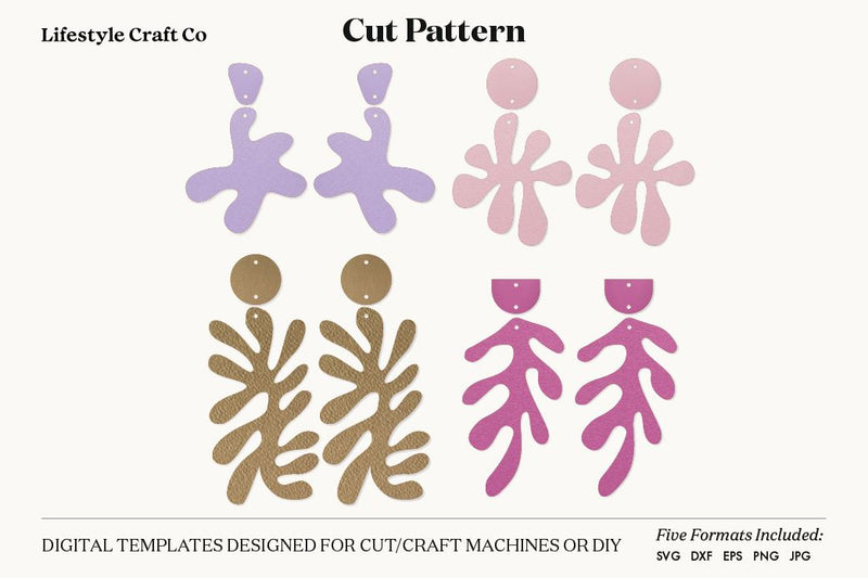 Leaf Earring SVG, Faux Leather Earring Templates, Cricut cut file SVG Lifestyle Craft Co 