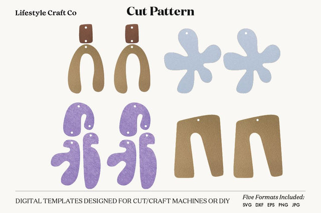 Leaf Earring SVG, Faux Leather Earring Templates, Cricut cut file SVG Lifestyle Craft Co 