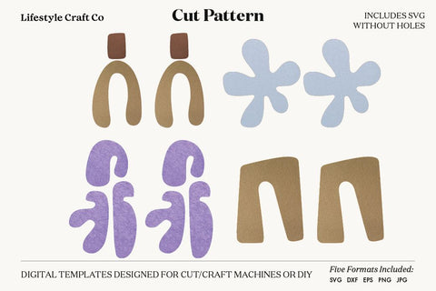 Leaf Earring SVG, Faux Leather Earring Templates, Cricut cut file SVG Lifestyle Craft Co 