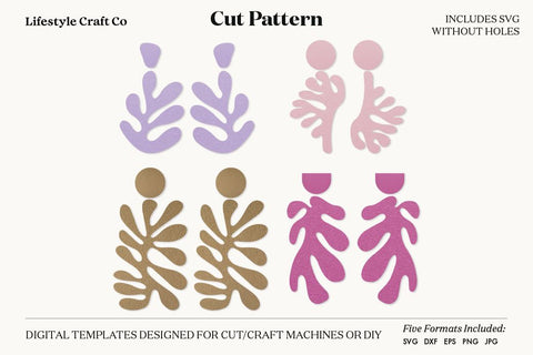 Leaf Earring SVG, Faux Leather Earring Templates, Cricut cut file SVG Lifestyle Craft Co 