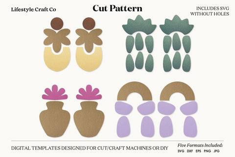 Leaf Earring SVG, Faux Leather Earring Templates, Cricut cut file SVG Lifestyle Craft Co 