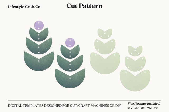 Leaf Earring SVG, Faux Leather Earring Templates, Cricut cut file SVG Lifestyle Craft Co 