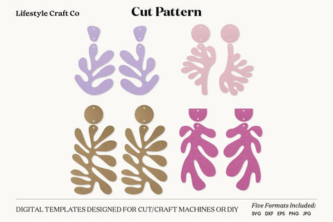 Leaf Earring SVG, Faux Leather Earring Templates, Cricut cut file SVG Lifestyle Craft Co 