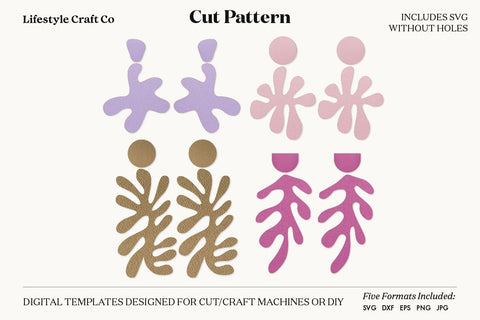 Leaf Earring SVG, Faux Leather Earring Templates, Cricut cut file SVG Lifestyle Craft Co 