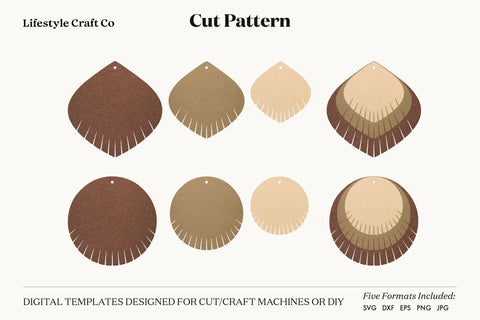 Leaf Earring SVG, Faux Leather Earring Templates, Cricut cut file SVG Lifestyle Craft Co 