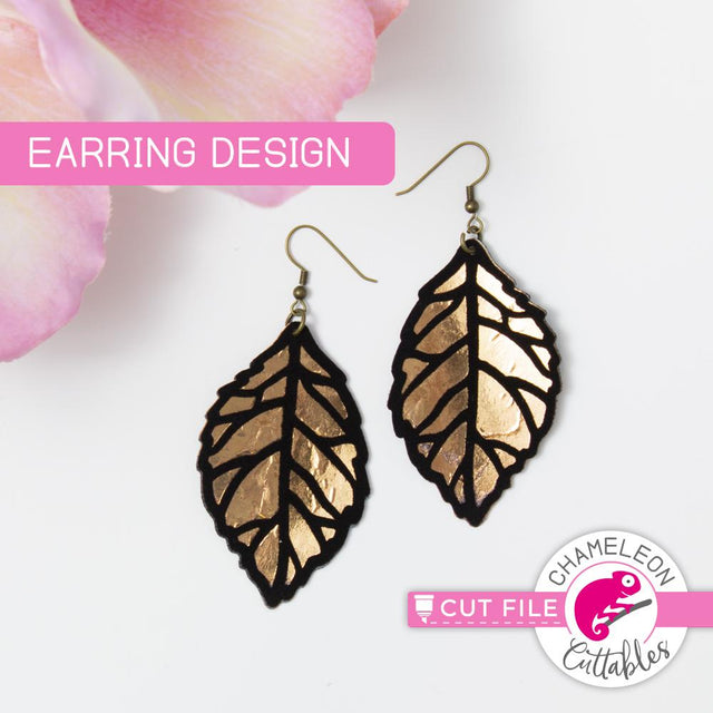 Leaf Earrings - Earring Template - SVG PNG DXF EPS JPEG SVG Chameleon Cuttables 
