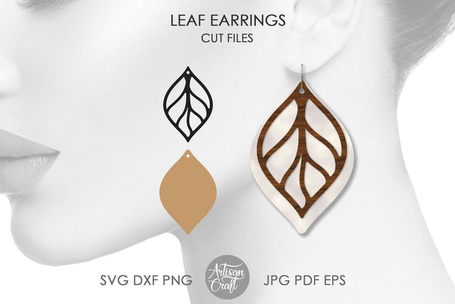 Leaf earrings, SVG cut file, stacked earrings SVG Artisan Craft SVG 