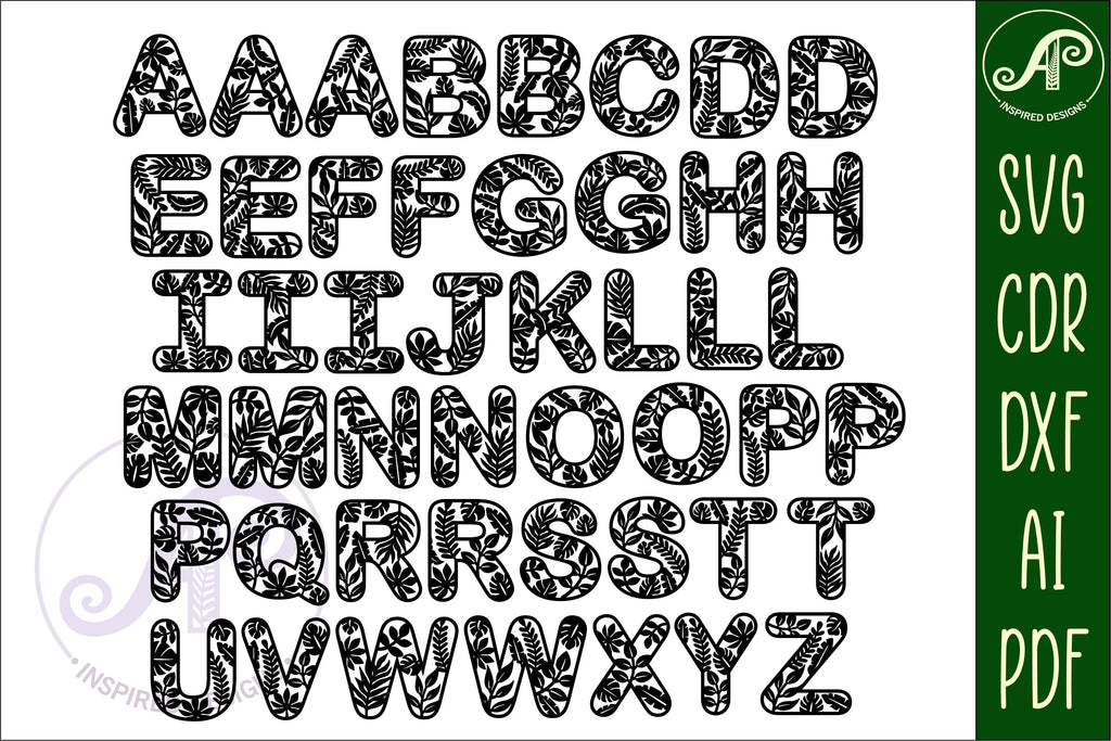 Leaf letters alphabet set. 47 layered letter - So Fontsy