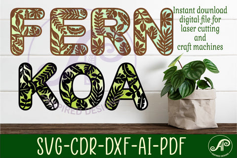 Leaf letters alphabet set. 47 layered letter SVG APInspireddesigns 