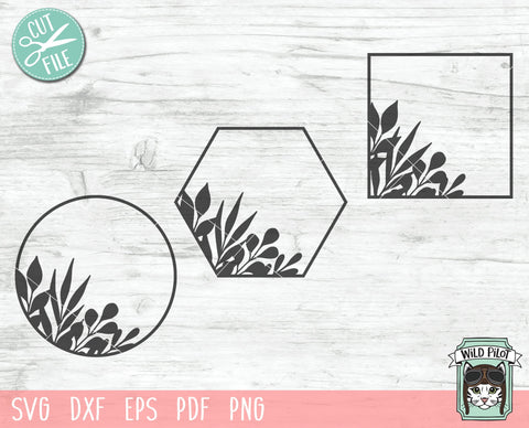 Leaf Monogram Frame SVG Cut File, Leaf Border SVG, Leaves Monogram Frame SVG, Round Monogram Frame SVG, Hexagon Monogram Frame SVG, Leaf Silhouette Monogram Frame SVG SVG Wild Pilot 