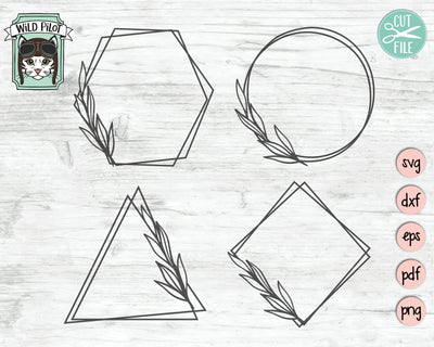 Leaf Offset Monogram Frame Bundle SVG Cut File SVG Wild Pilot 