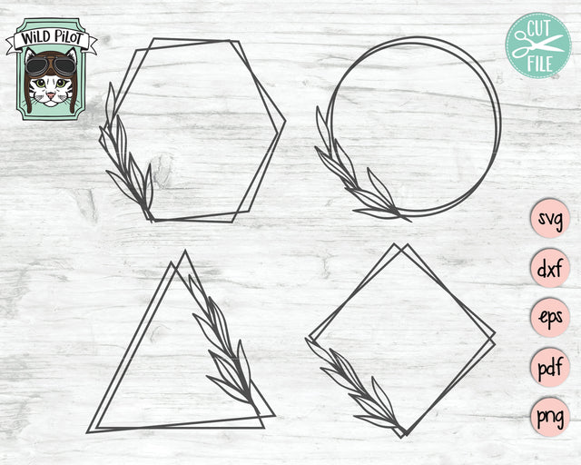 Leaf Offset Monogram Frame Bundle SVG Cut File SVG Wild Pilot 