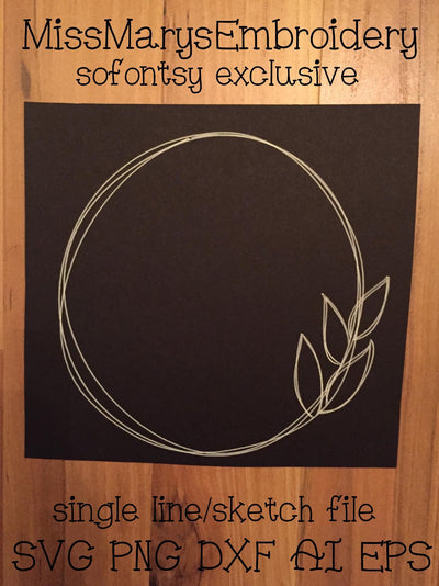Leaf Sketch Frame SVG MissMarysEmbroidery 