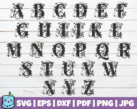 Leaf Swirl Alphabet SVG MintyMarshmallows 