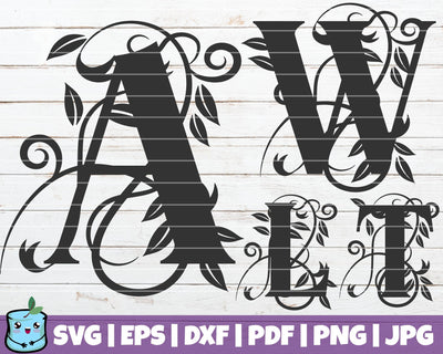 Leaf Swirl Alphabet SVG MintyMarshmallows 