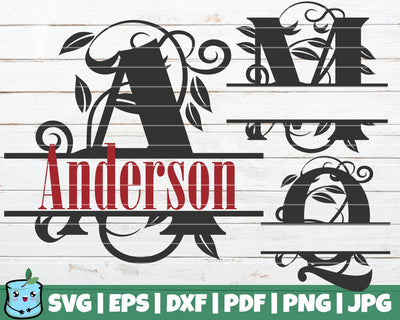 Leaf Swirl Monogram Alphabet SVG MintyMarshmallows 