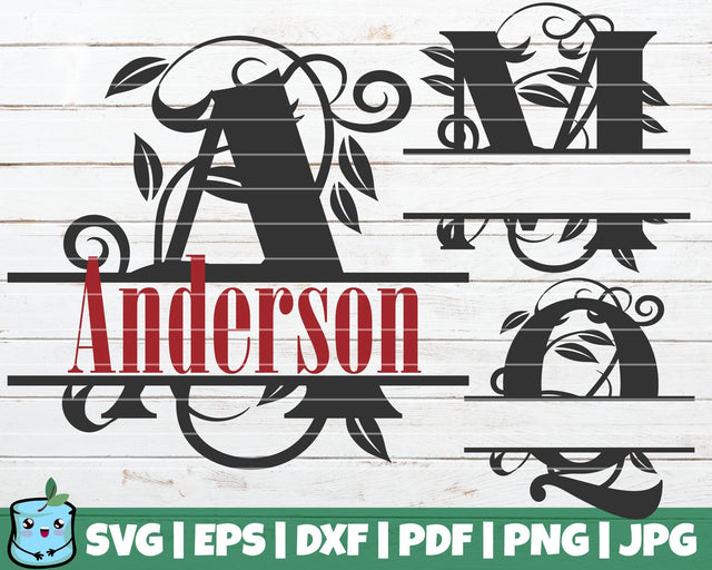 Leaf Swirl Monogram Alphabet SVG MintyMarshmallows 