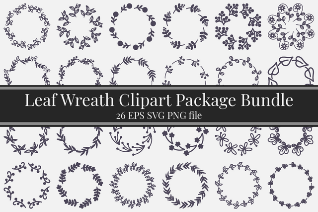 Leaf Wreath Clipart Bundle SVG Masyafi Studio 