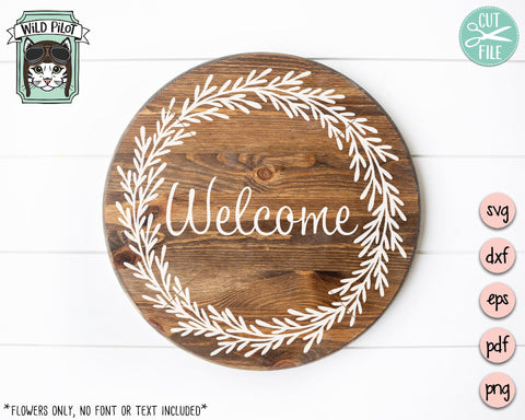 Leaf Wreath Monogram Frame SVG Cut File SVG Wild Pilot 
