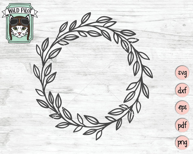 Leaf Wreath Monogram Frame SVG Cut File SVG Wild Pilot 