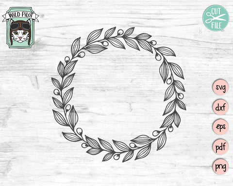 Leaf Wreath Monogram Frame SVG Cut File SVG Wild Pilot 