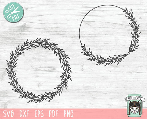 Leaf Wreath Monogram Frame SVG Cut File SVG Wild Pilot 