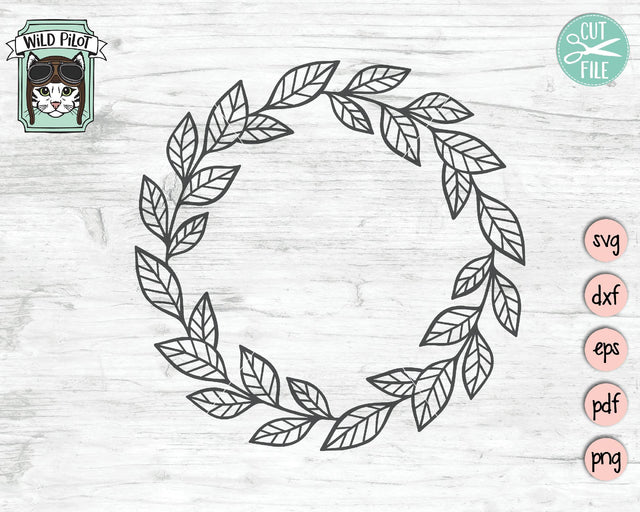 Leaf Wreath Monogram Frame SVG Cut File SVG Wild Pilot 