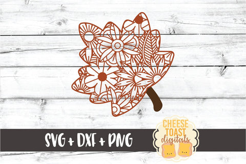 Leaf Zen Doodle Mandala - Fall SVG PNG DXF Cut Files SVG Cheese Toast Digitals 