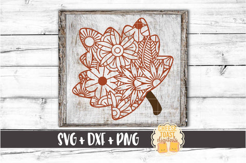 Leaf Zen Doodle Mandala - Fall SVG PNG DXF Cut Files SVG Cheese Toast Digitals 