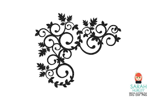 Leafy Autumn Corner Flourish SVG Sarah Hurley 