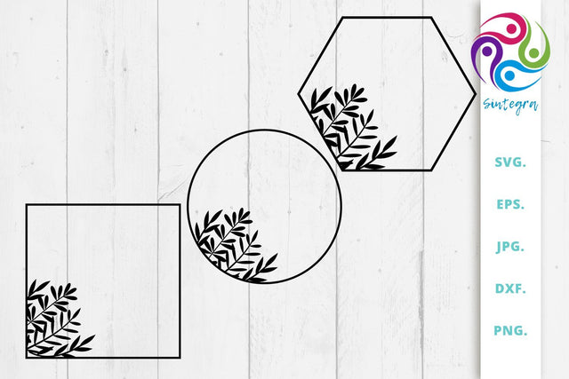 Leafy Frame Monogram Bundle Svg File SVG Sintegra 