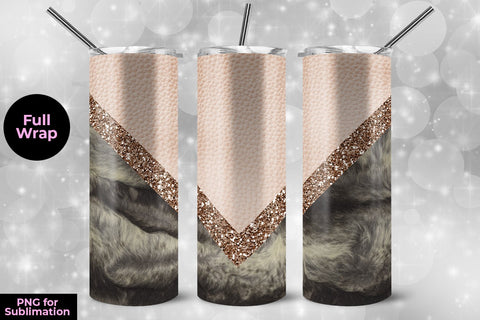 Leather & Animal Fur 20oz Skinny Tumbler Wrap Template for Sublimation Sublimation Sublimatiz Designs 